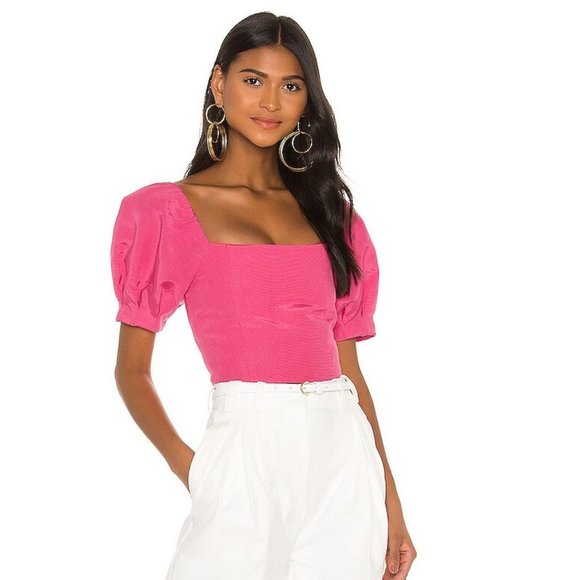 Alice + Olivia Joslyn Puff Sleeve Cropped Top  - Size 2 - Picture 1 of 4